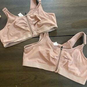 BRABIC post surgery bras brown compression zipper close size 3XL set of two